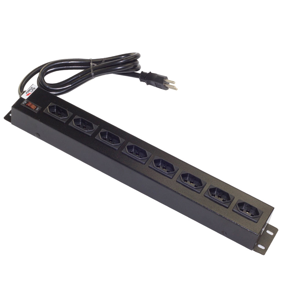 Filtro de Linha para Rack 19" Forceline Metálico 8 Tomadas 20A Tripolar NBR-14136 Cabo 1,5m