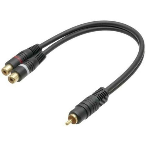 Cabo Y Adaptador Splitter 1 RCA Fêmea para 2 RCA Macho Áudio e Vídeo 20cm