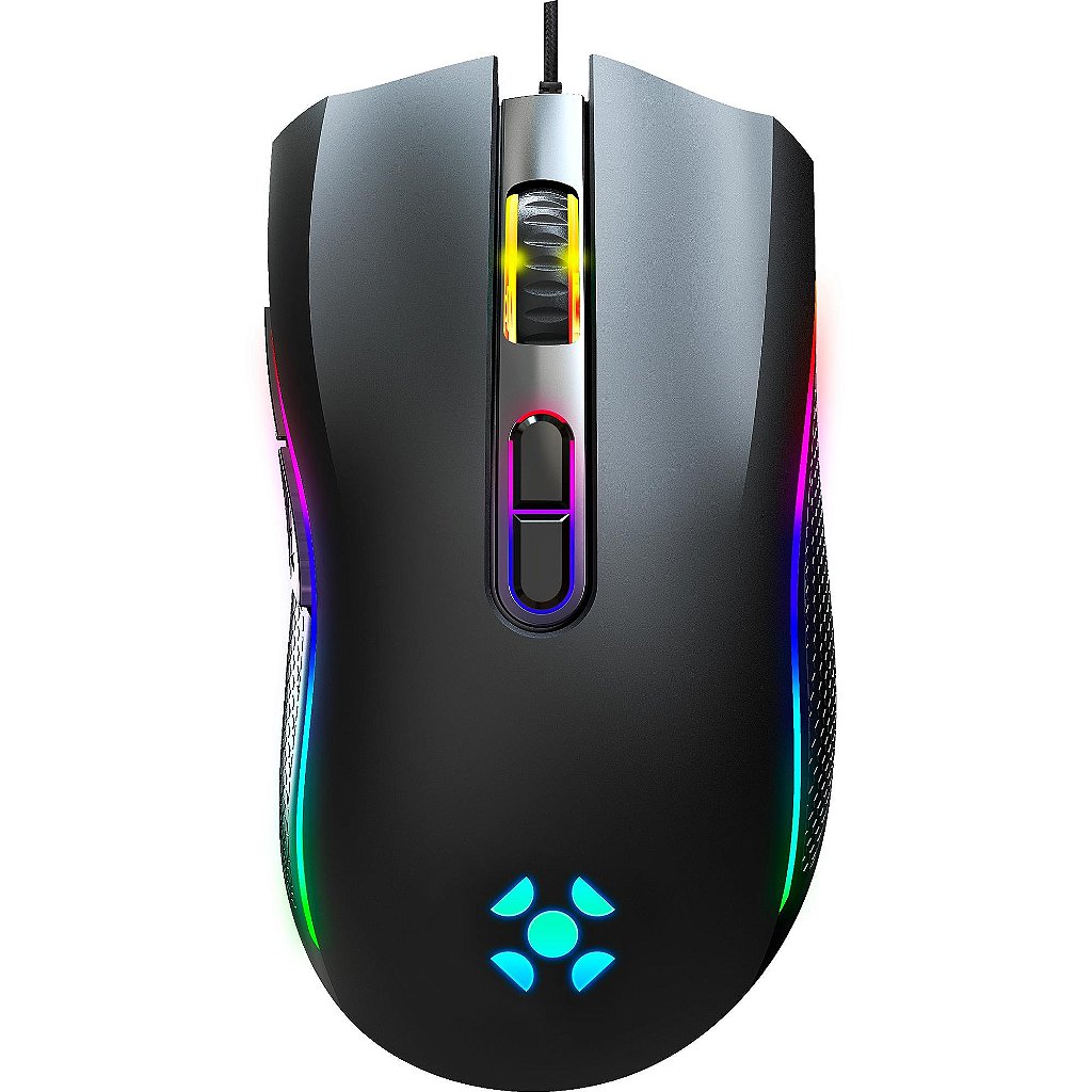 Mouse Gamer Fortrek Black Hawk USB 7200DPI RGB 6 Botões Switch Huano Preto