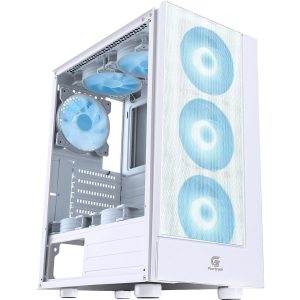 Gabinete Fortrek Cruiser Mid Tower Branco, Lateral Acrílico, 3 Fans RGB, Suporte ATX/mATX/ITX