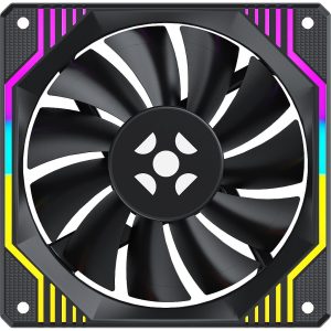 Cooler Fan Fortrek Frosty Rainbow 120mm RGB Preto Conector Molex + 3 Pinos
