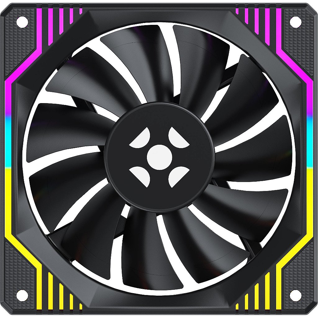 Cooler Fan Fortrek Frosty Rainbow 120mm RGB Preto Conector Molex + 3 Pinos