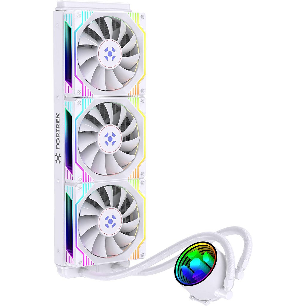 Water Cooler Fortrek Breezy 360mm Branco ARGB, 3 Fans PWM, TDP 280W, Compatível com Intel LGA 1700/1200/115x e AMD AM5/AM4