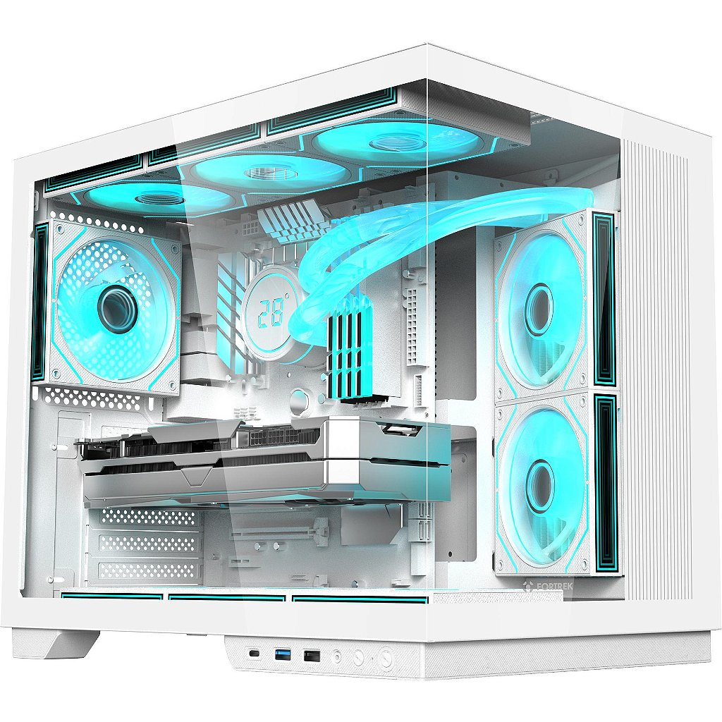Gabinete Gamer Fortrek Clarity Max Branco Mid Tower ATX Vidro Temperado USB-C CLARITY MAX BR