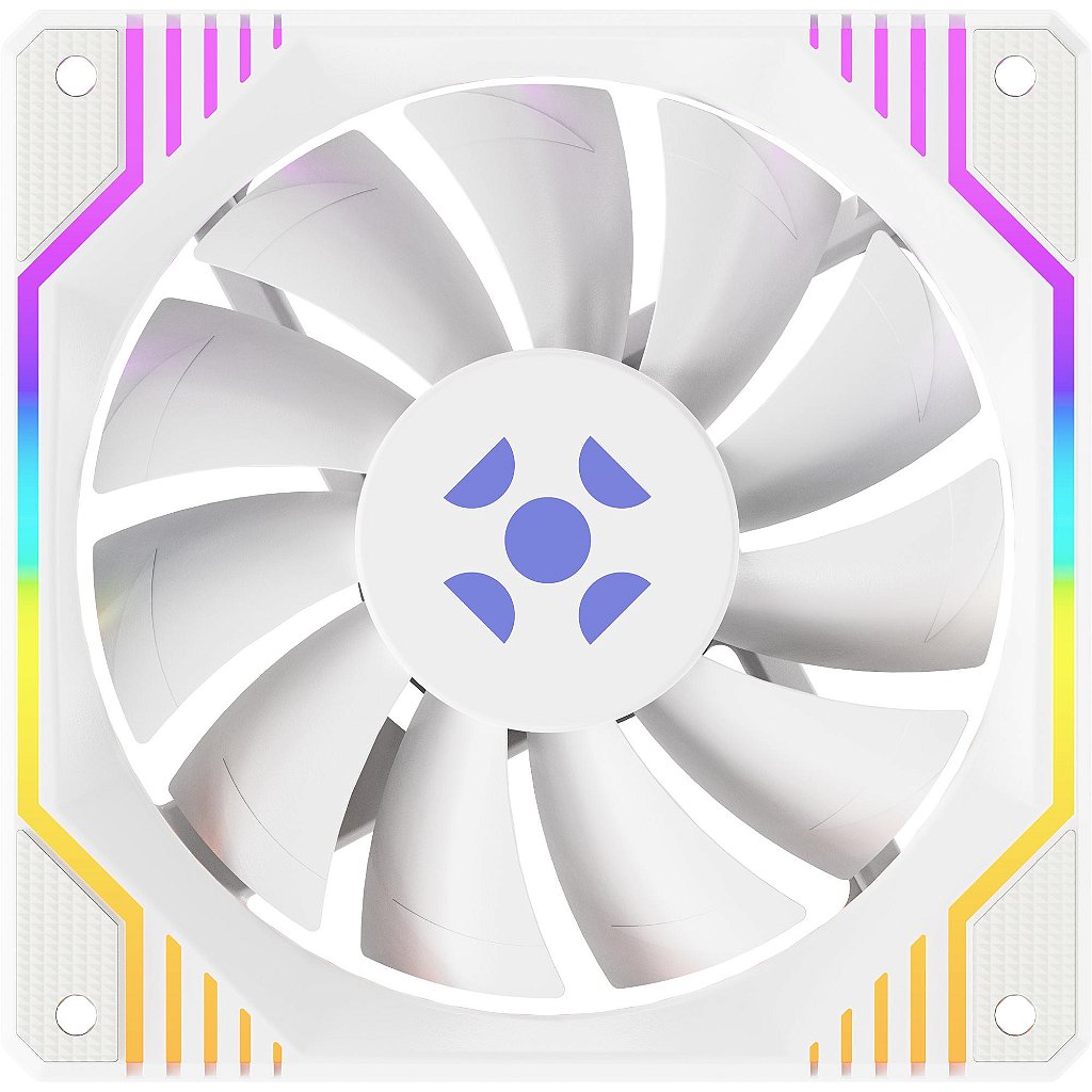 Cooler Fan Gabinete Fortrek Frosty Rainbow 120mm RGB Branco Rolamento Hidráulico Conector Molex + 3 Pinos