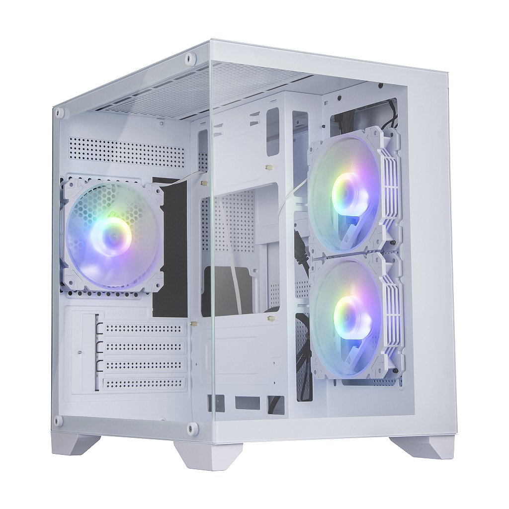 Gabinete Gamer Bluecase Soul Pro BG-052 Branco mATX/ITX Vidro Temperado Dual Chamber com 3 Fans ARGB