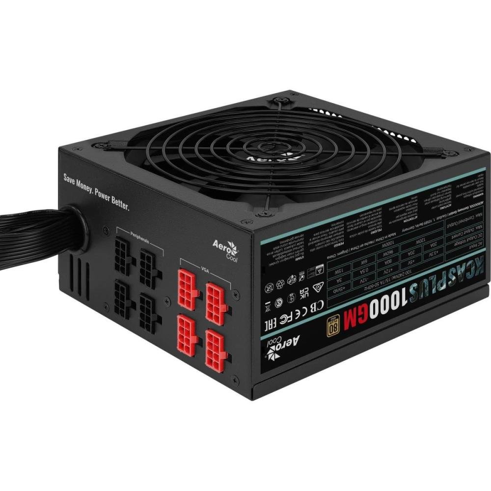 Fonte ATX 1000W KCAS Plus Aerocool 80 Plus Gold Full Modular PFC Ativo - Imagem 2