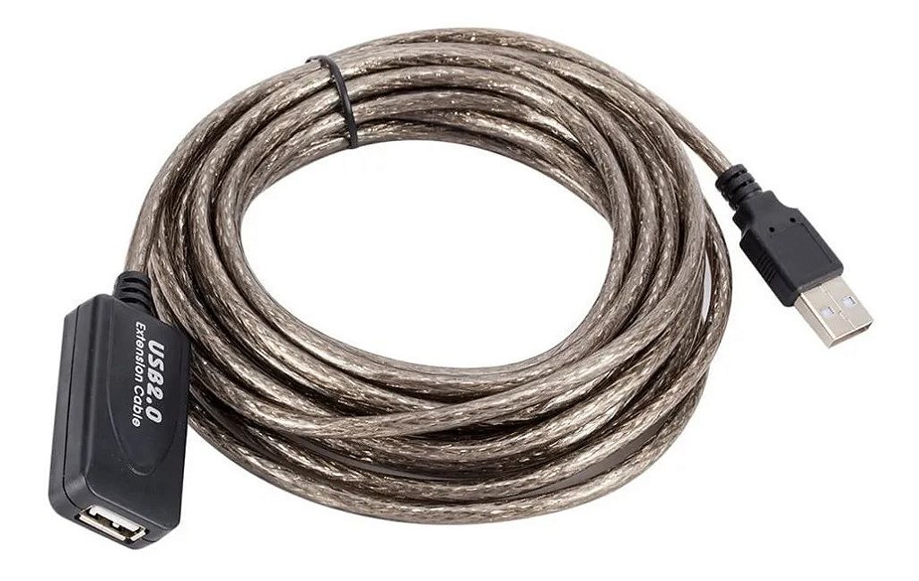 Cabo Extensor USB 2.0 15 Metros Amplificado com Filtro Hi-Speed
