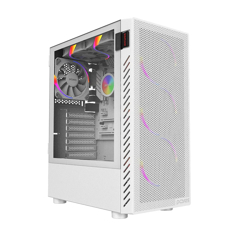 Gabinete PCYES Bolter White Ghost Mid Tower ATX Vidro Temperado Branco USB 3.0 GBWGPBR