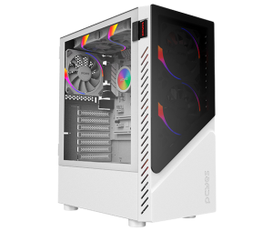 Gabinete Gamer PCYes Set White Ghost Mid Tower ATX Lateral Vidro Temperado Branco GSWGPBR