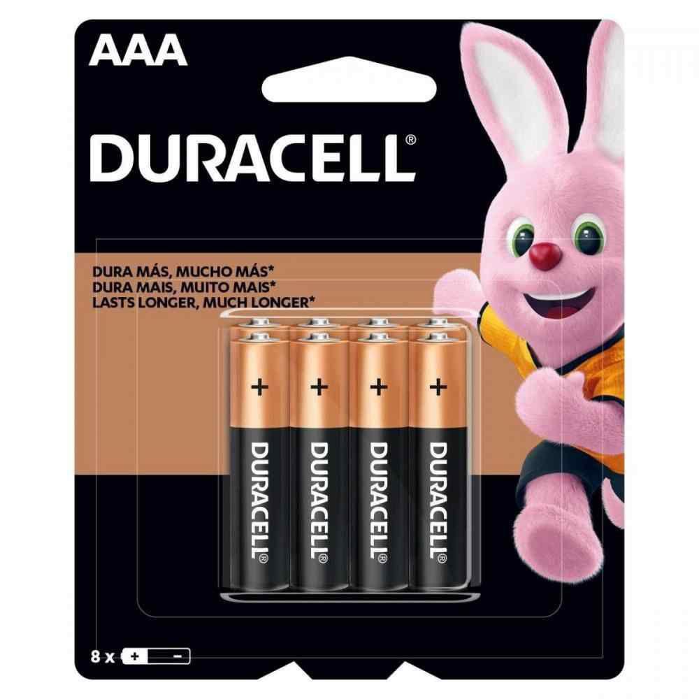 Pilha Alcalina Duracell AAA Palito 1.5V MN2400B8 com 8 Unidades