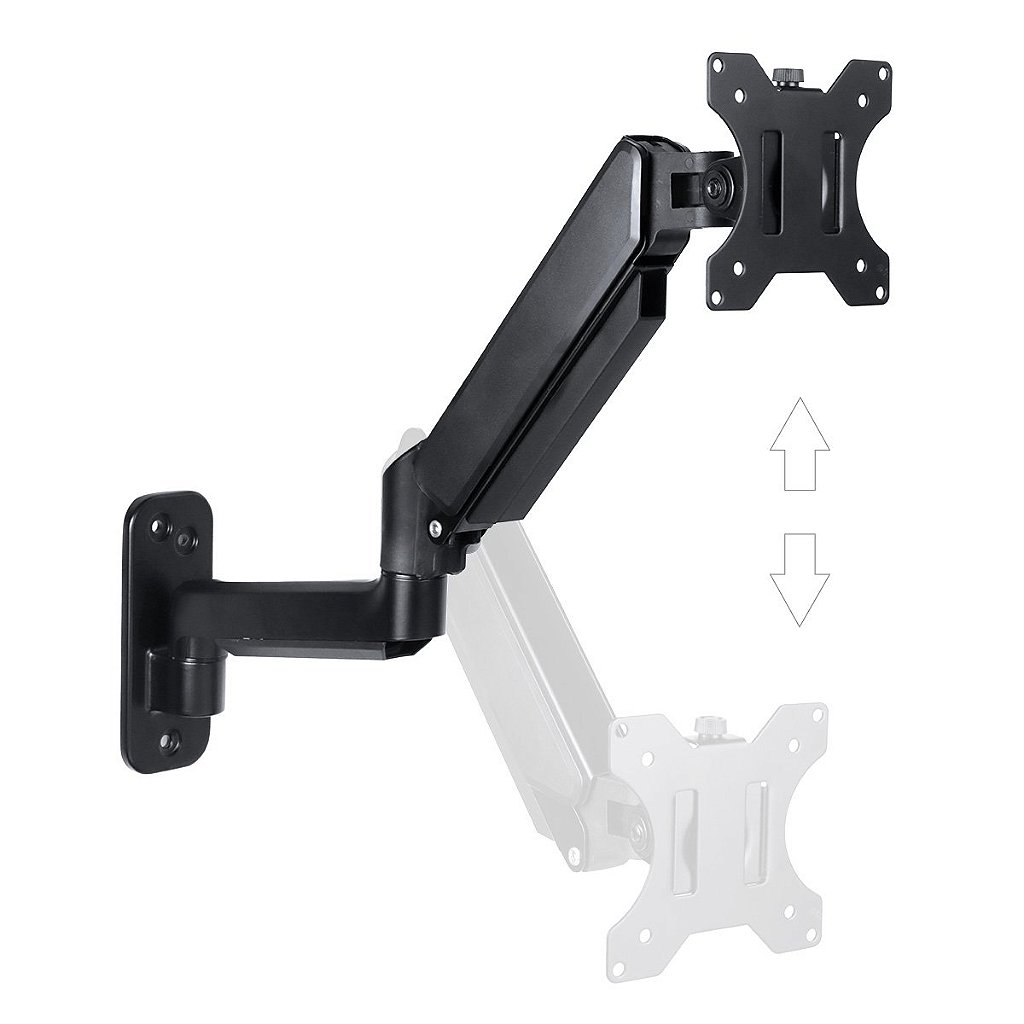 Suporte de Parede Articulado para Monitor 17 a 32" PCYes PW01A Pistão a Gás VESA 75x75 100x100 - Imagem 4