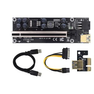 Adaptador Riser Card PCI-E 1x para 16x USB 3.0 60cm VER009C Plus com Alimentação 6 Pinos