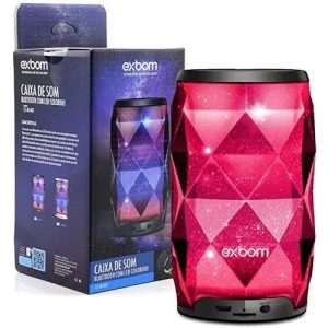 Caixa de Som Bluetooth Exbom CS-M54BT 8W com LED RGB, Microfone, Rádio FM, USB e SD