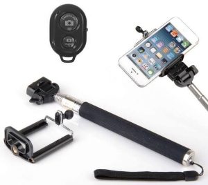 Bastão de Selfie Monopod Expansível até 97cm com Controle Remoto Bluetooth Universal para Celular Android e iOS Preto
