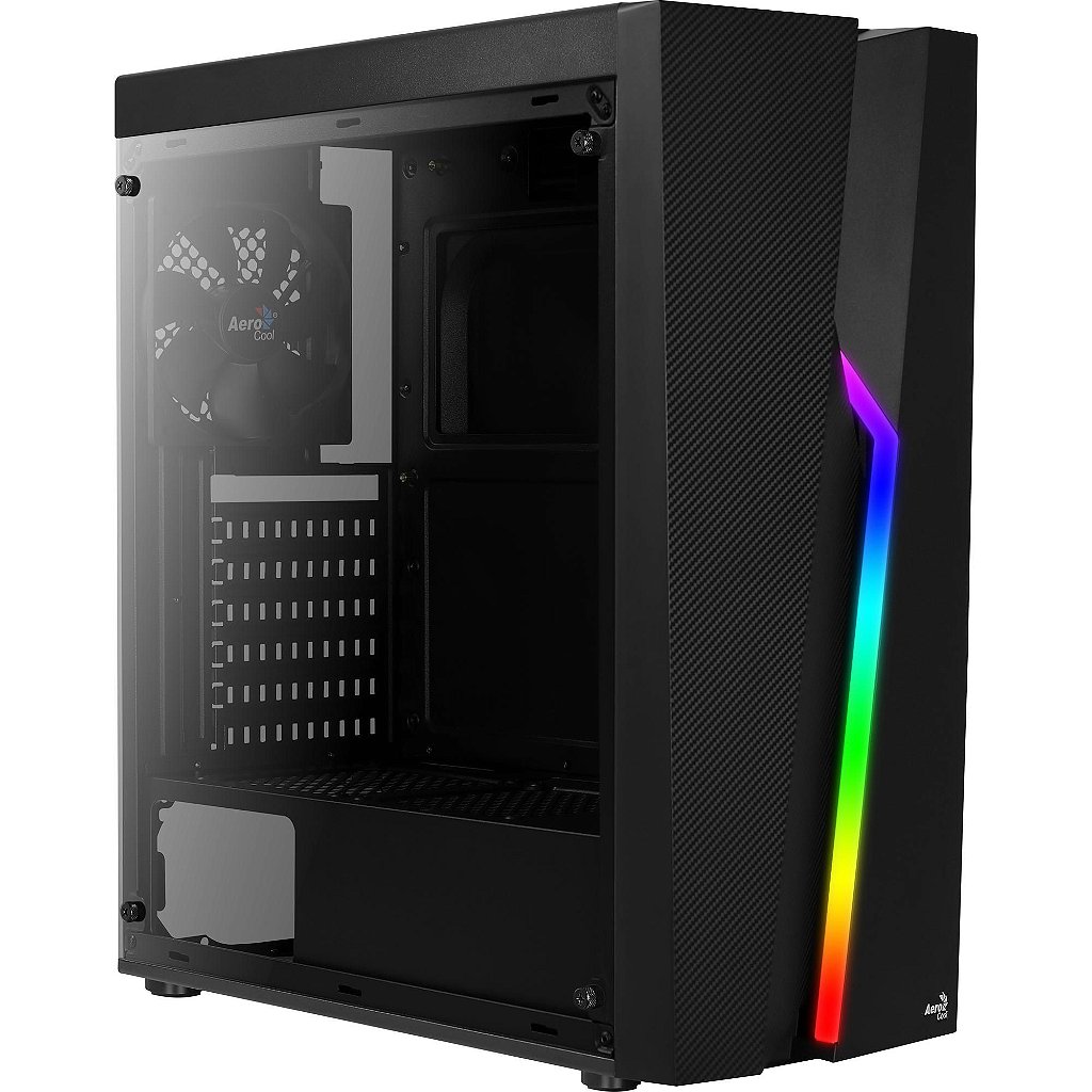 Gabinete Aerocool Bolt Mid Tower ATX RGB Painel Frontal LED Janela Acrílica Bolt-A-BK-v1