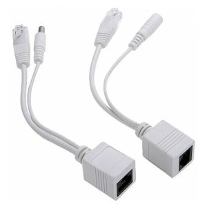 Kit Adaptador Injetor e Splitter PoE Passivo RJ45 10/100Mbps com Conector P4 5.5mm