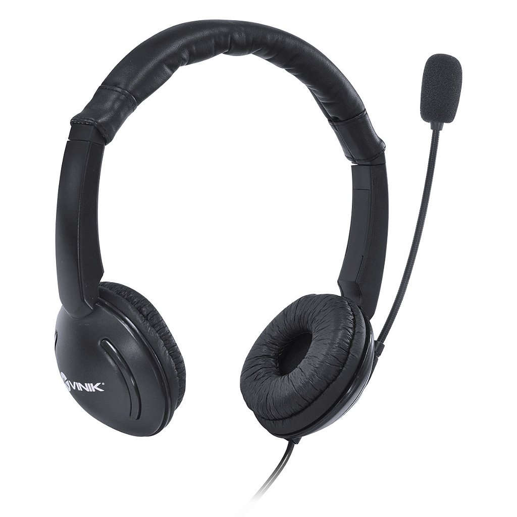 Headset Corporativo Vinik VK390 USB com Microfone Omnidirecional e Cabo Trançado de 1.8m
