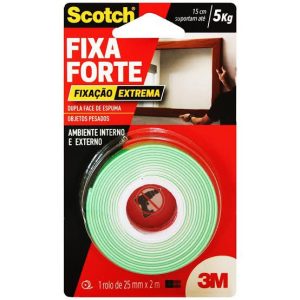 Fita Dupla Face 3M Fixa Forte Extrema 24mm x 2m Rolo Suporta 5kg