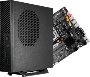 Kit Barebone Mini PC KMEX Nano PC HS-02B2 com Placa-Mãe LGA1700 TH-610 DDR4 SO-DIMM Fonte 90W Wi-Fi Cooler Preto