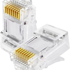 Conector RJ45 Macho Vazado Pass Through EZ Crimp Exbom CAT5e/CAT6 Pacote com 100 Unidades