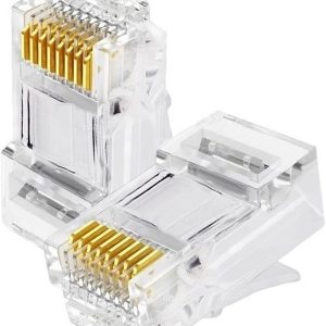 Conector RJ45 Macho Vazado EZ Crimp CAT5e/CAT6 Exbom Pacote com 10 Unidades