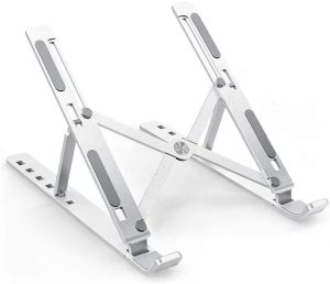 Suporte para Notebook Ergonômico Dobrável Portátil Oberon em Alumínio com 6 Níveis de Ajuste de Altura
