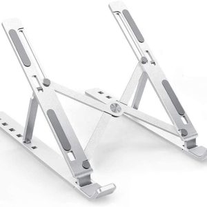 Suporte para Notebook Ergonômico Dobrável Portátil Oberon em Alumínio com 6 Níveis de Ajuste de Altura