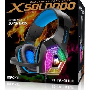 Headset Gamer Infokit GH-X2000 RGB com Microfone Articulado Drivers 40mm Conexão P2 3.5mm e USB