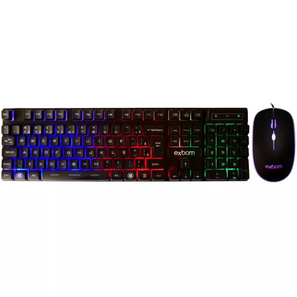 Kit Teclado e Mouse Gamer Exbom BK-G550 USB LED Rainbow ABNT2 2400 DPI - Imagem 2