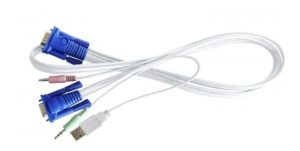 Cabo KVM 4 em 1 GTS Network 77.0218 1 Metro com Conectores VGA, USB e Áudio P2