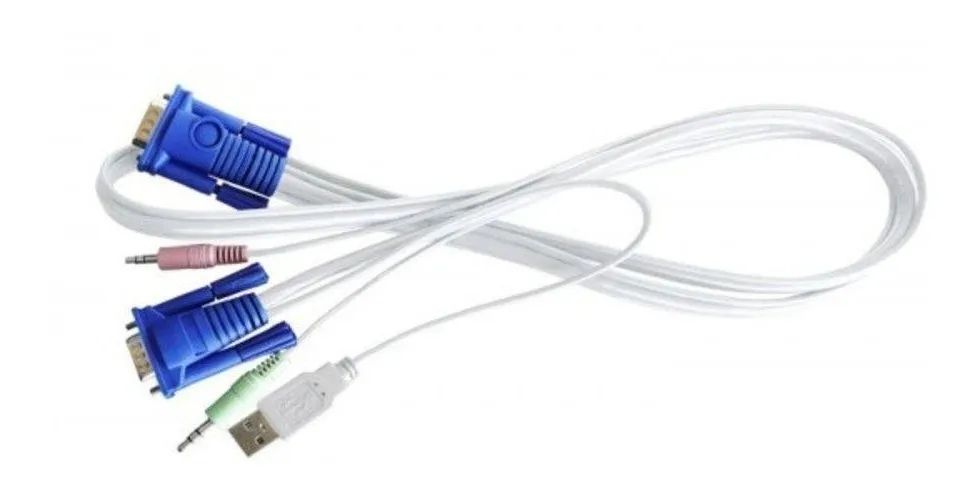 Cabo KVM 4 em 1 GTS Network 77.0218 1 Metro com Conectores VGA, USB e Áudio P2