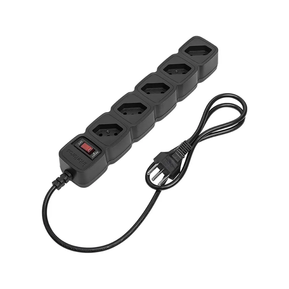 Protetor de Surto Intelbras EPE205+ 5 Tomadas Bivolt 10A Cabo 3m Preto Disjuntor Rearmável