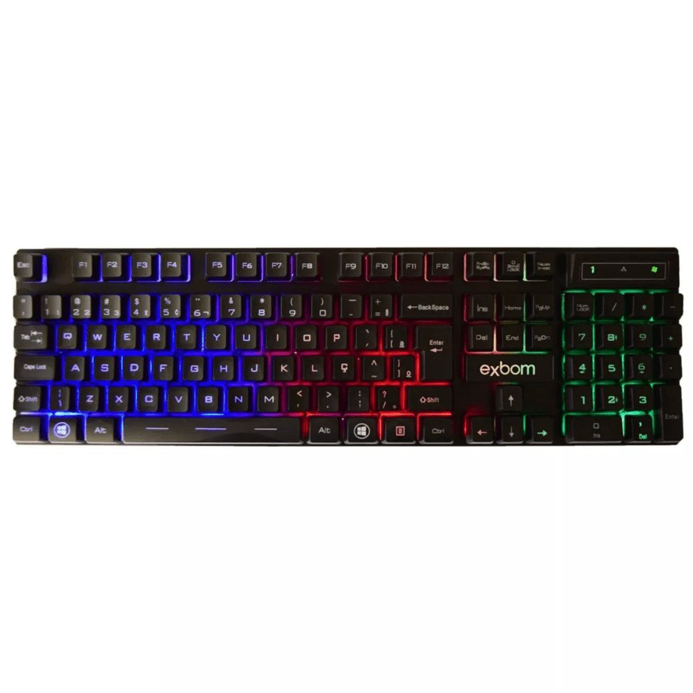 Kit Teclado e Mouse Gamer Exbom BK-G550 USB LED Rainbow ABNT2 2400 DPI - Imagem 3