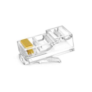 Conector RJ45 Macho EZ Crimp Vazado de Passagem CAT6 para Cabo de Rede Sólido UTP