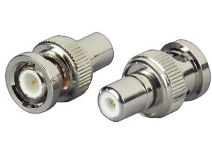 Adaptador Conector BNC Macho para RCA Fêmea Metálico para Cabo Coaxial RG59 RG6 CFTV