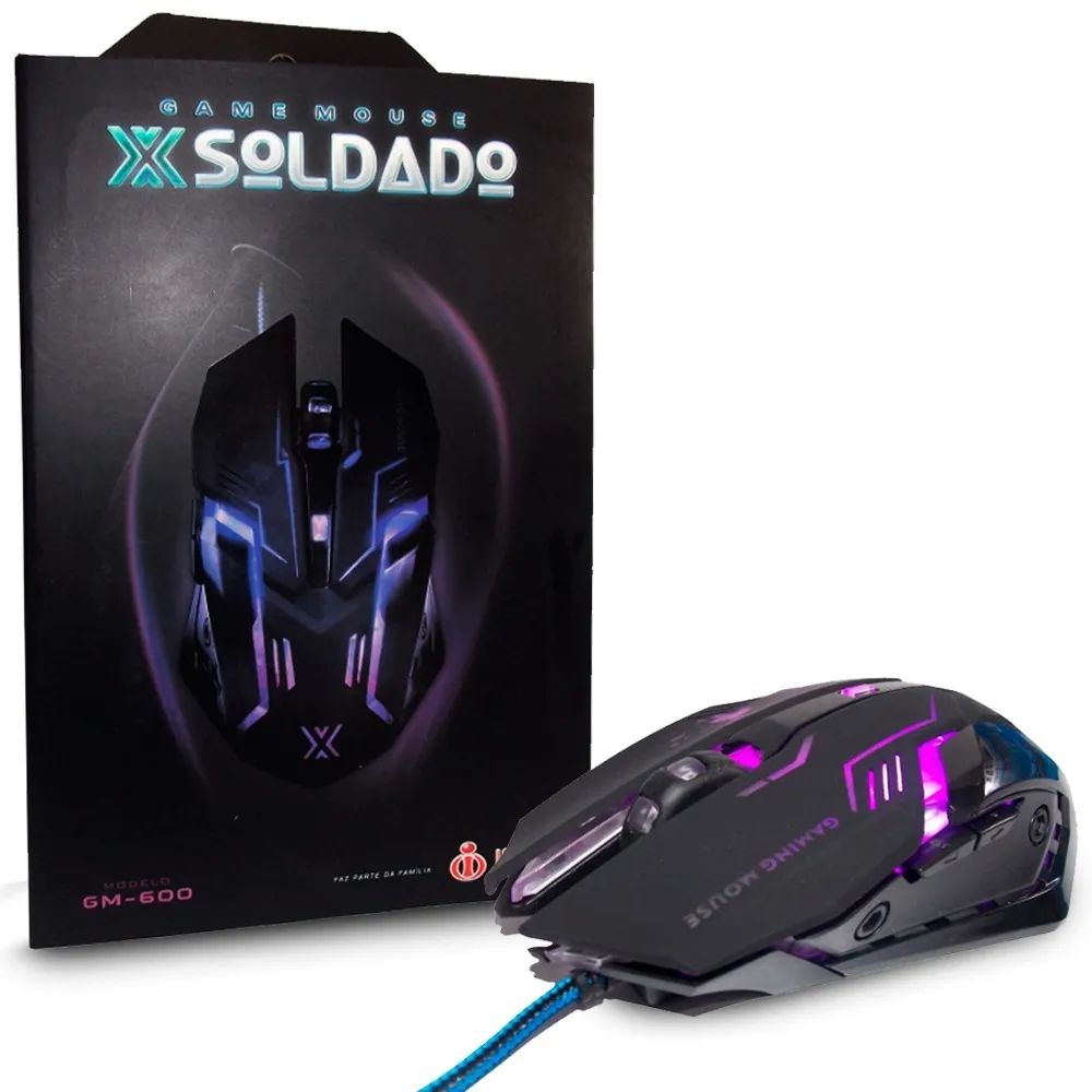 Mouse Gamer Infokit XSoldado GM-600 USB 3200 DPI LED 7 Cores