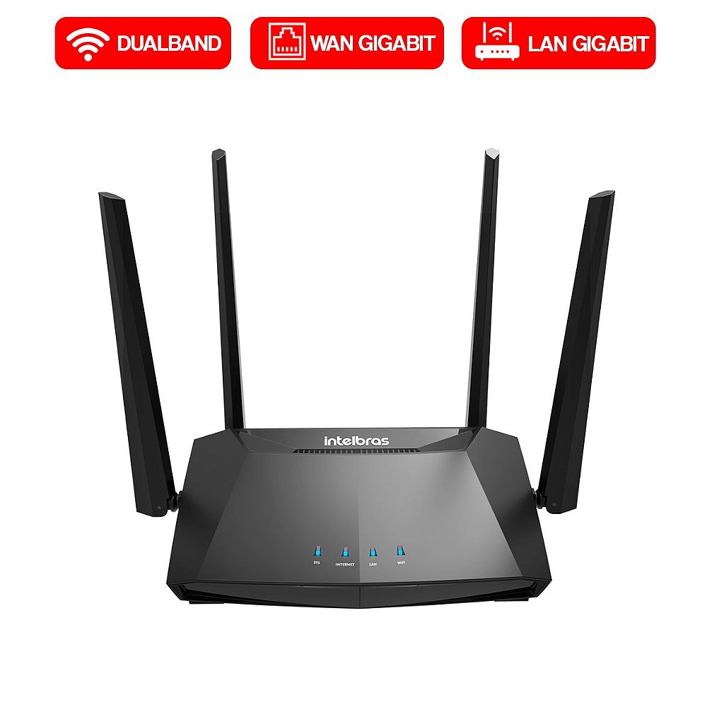 Roteador Wireless Intelbras Action RG 1200 Dual Band AC1200 4 Antenas Portas Gigabit 3xLAN 1xWAN
