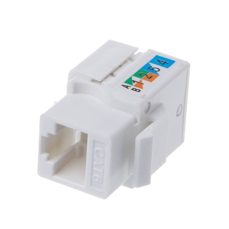 Conector Keystone RJ45 Fêmea CAT6 8 Vias Branco Padrão 110 IDC para Rede de Dados e Voz