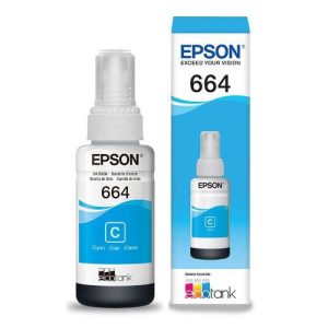 Refil de Tinta Epson T664 220 Ciano 70ml Original para Impressora EcoTank L110 L200 L355 L365 L575