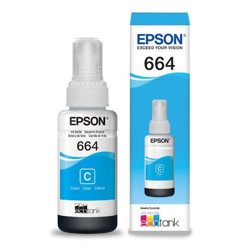 Refil de Tinta Epson T664 220 Ciano 70ml Original para Impressora EcoTank L110 L200 L355 L365 L575