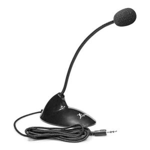 Microfone de Mesa Knup KP-903 Omnidirecional com Haste Flexível e Conector P2 3.5mm para PC e Notebook
