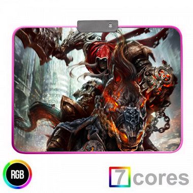 Mouse Pad Gamer Knup KP-S012 RGB 350x250mm Superfície Tecido Base Borracha Antiderrapante