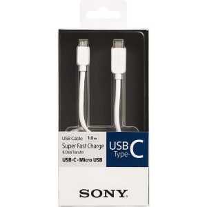 Cabo Sony CP-CB100 Micro USB para USB-C 1m 3A 480 Mbps Branco