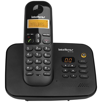 Telefone sem Fio INTELBRAS TS3130 Preto com Secretária Eletrônica e Identificador de Chamadas DECT 6.0