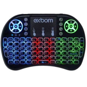 Mini Teclado Wireless Exbom BK-BTi8LED 2.4GHz com Air Mouse Touchpad e LED Iluminado para Smart TV PC Android