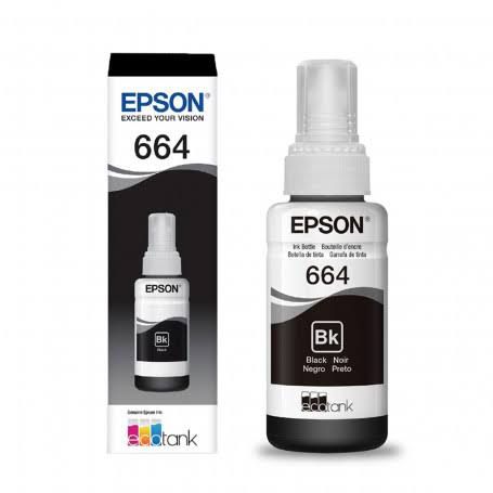 Refil de Tinta Epson T664 120 Original Preto 70ml para Impressoras EcoTank L110 L200 L300 L355 L555 L1300