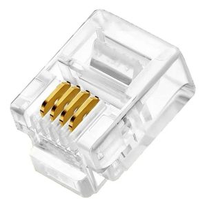 Conector RJ11 4 Vias 4P4C Cristal para Telefonia com Contatos Banhados a Ouro
