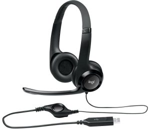 Headset Logitech H390 Áudio Digital em Couro USB Preto
