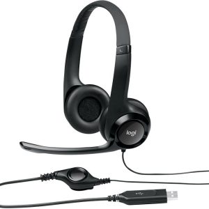 Headset Logitech H390 Áudio Digital em Couro USB Preto